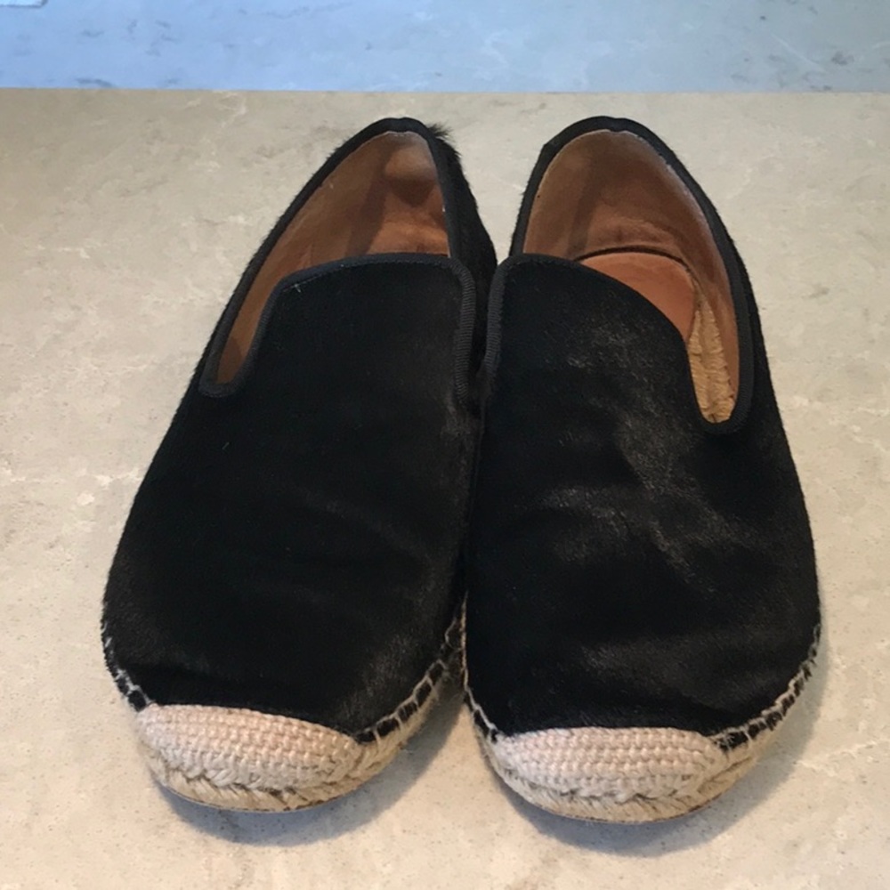 Celine Black Espadrille Flats with Natural Rope Trim